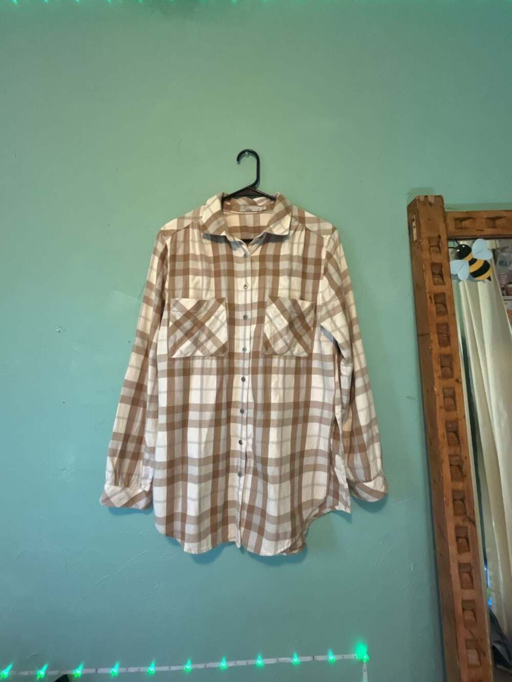 prAna neutral tunic Women's Beezly Plaid Long Sleeve Button-Down Flannel Shirt